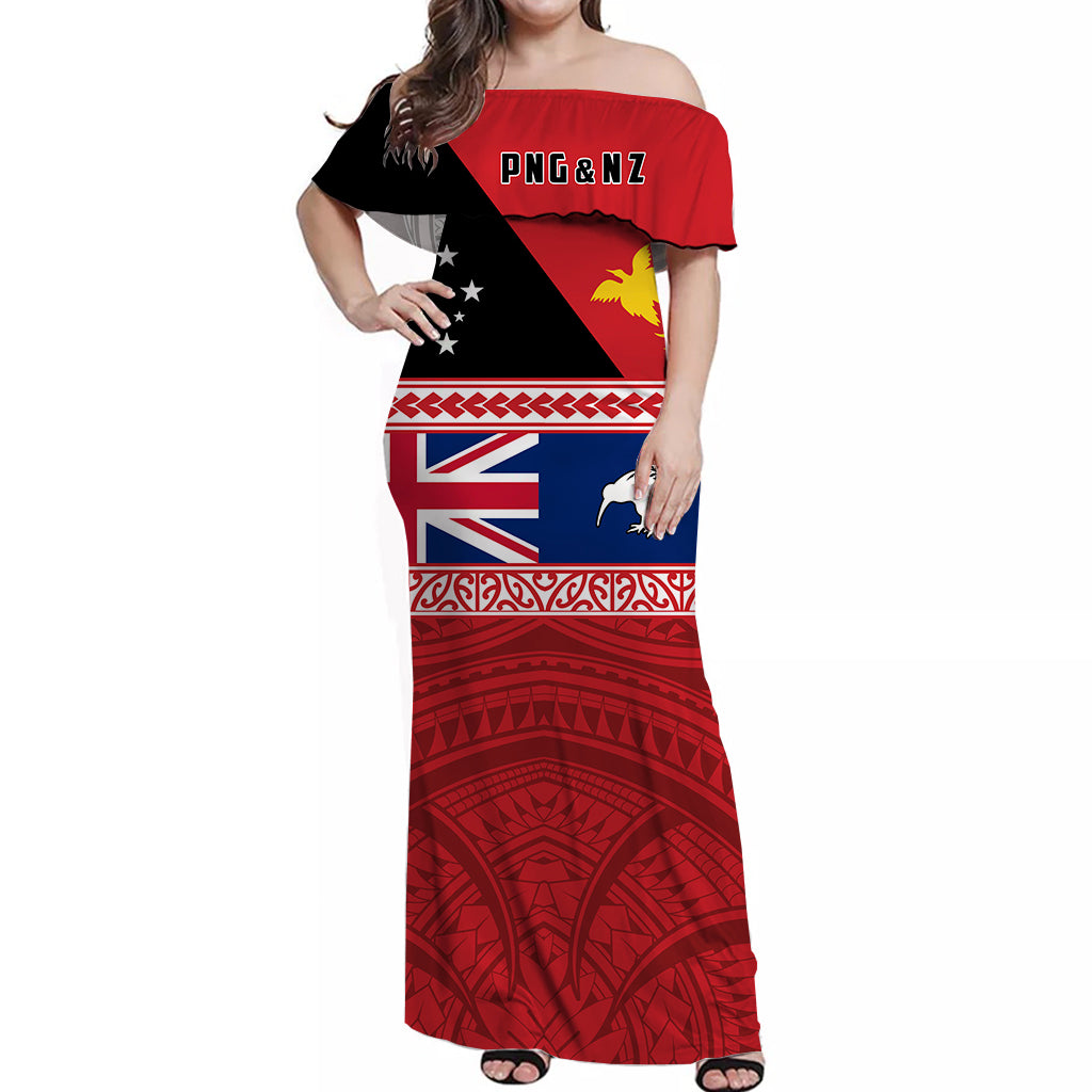 Papua New Guinea and New Zealand Off Shoulder Long Dress Polynesian PNG and NZ