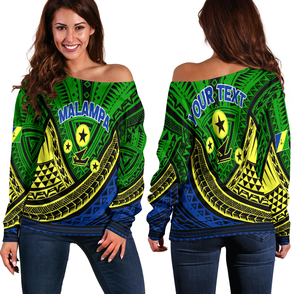 (Custom Personalised) Vanuatu Malampa Province Tribal Pattern Women Off Shoulder Sweater
