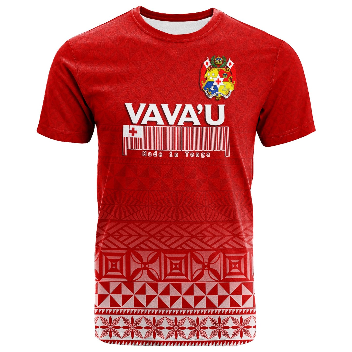Tonga Vavau T - Shirt - Tongan Pattern Coat Of Arm Red Shirt