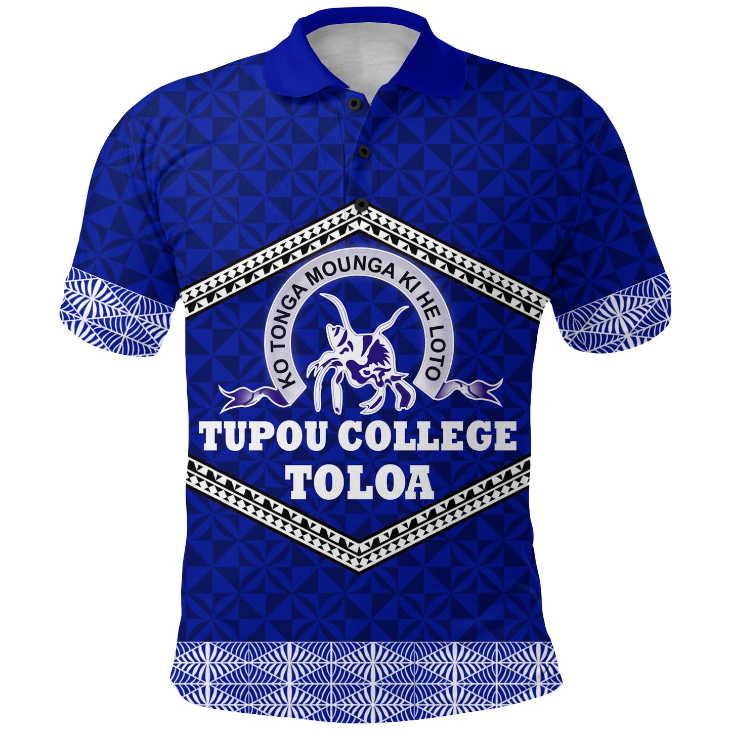 Tonga Tupou College Toloa Polo Shirt - Ngatu Pattern -