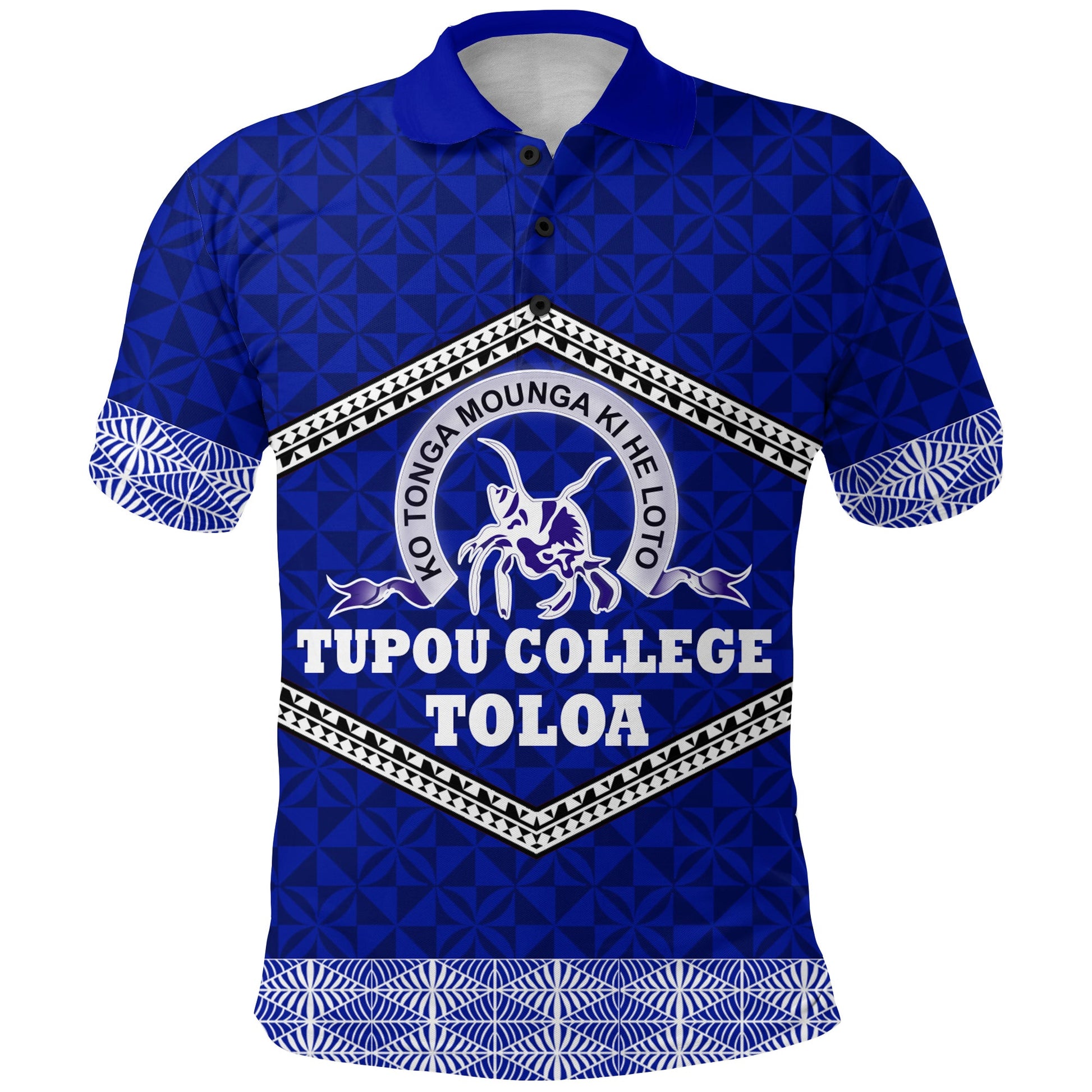 Tonga Tupou College Toloa Polo Shirt - Ngatu Pattern -