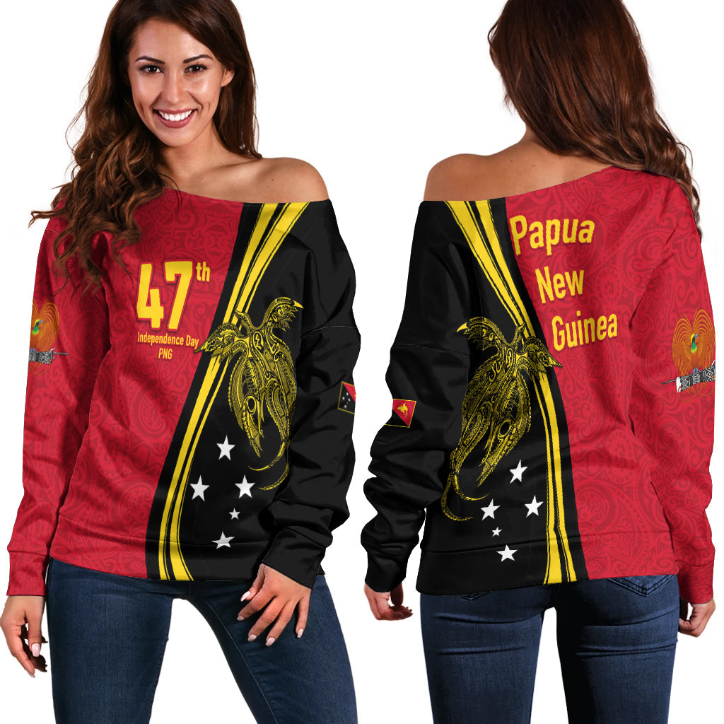 Papua New Guinea Independence Anniversary Polynesian Tribal Women Off Shoulder Sweater
