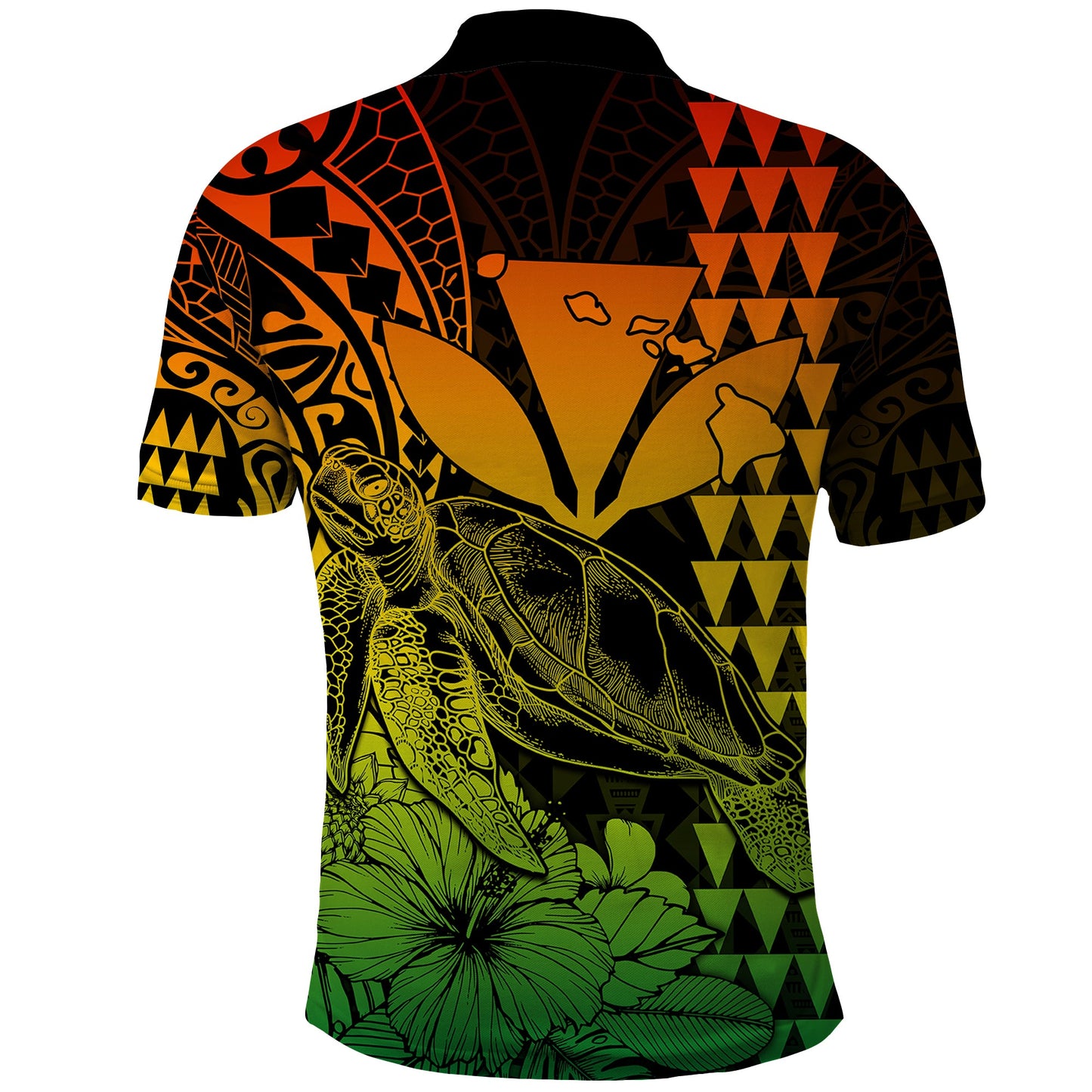 Kakau Polynesian Tribal Hawaiian Turtle with Kanaka Maoli Reggae Polo Shirt