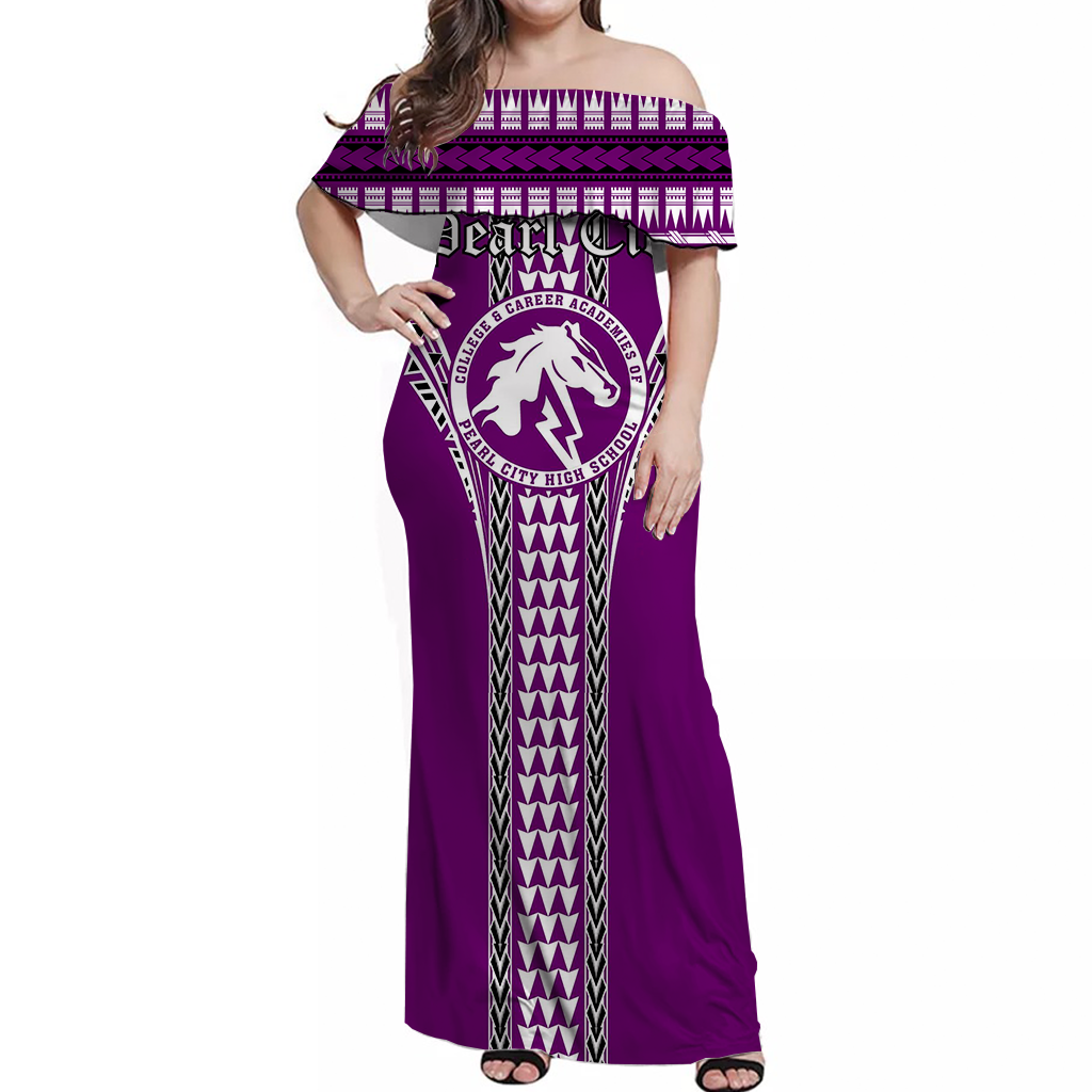 Hawaii Pearl City High School Off Shoulder Long Dress