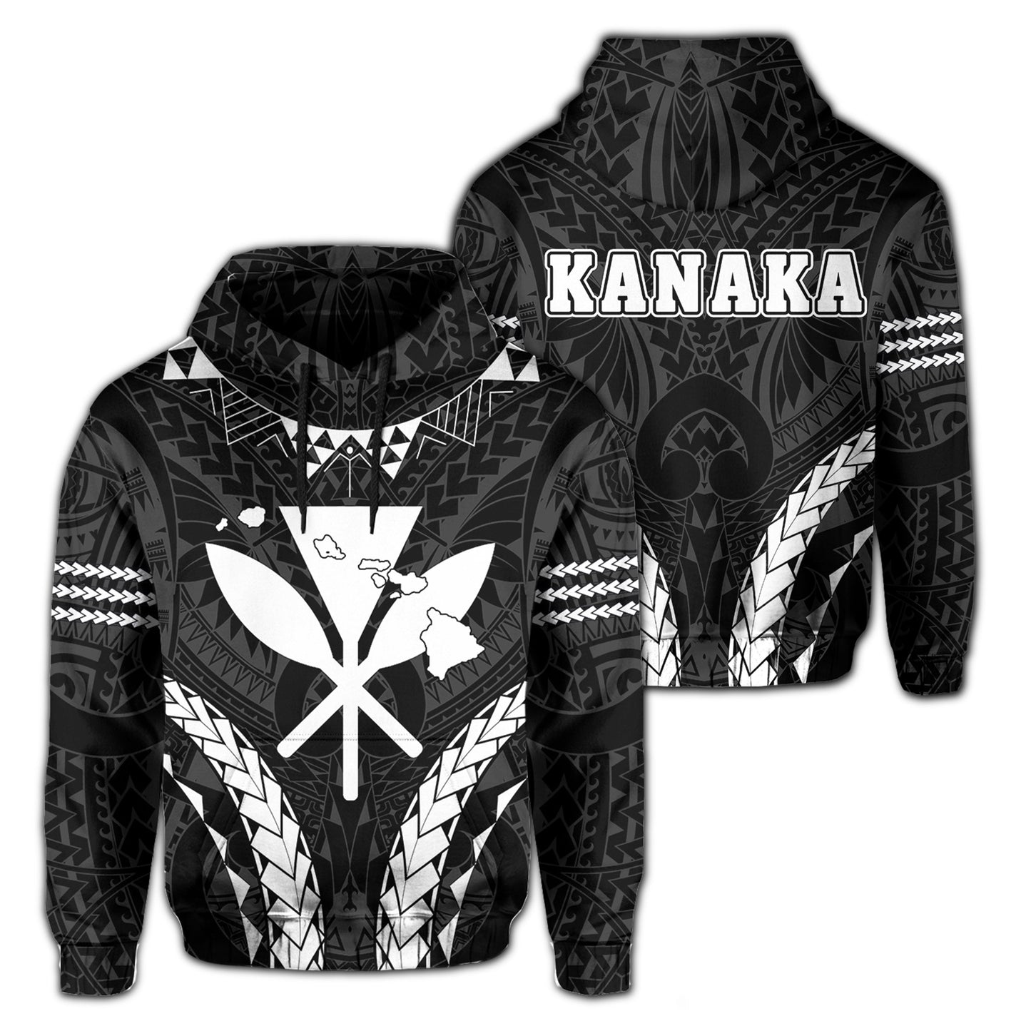 Polynesian Kakau Kanaka Map Hawaii Hoodie Sport Style Version 2.0 White