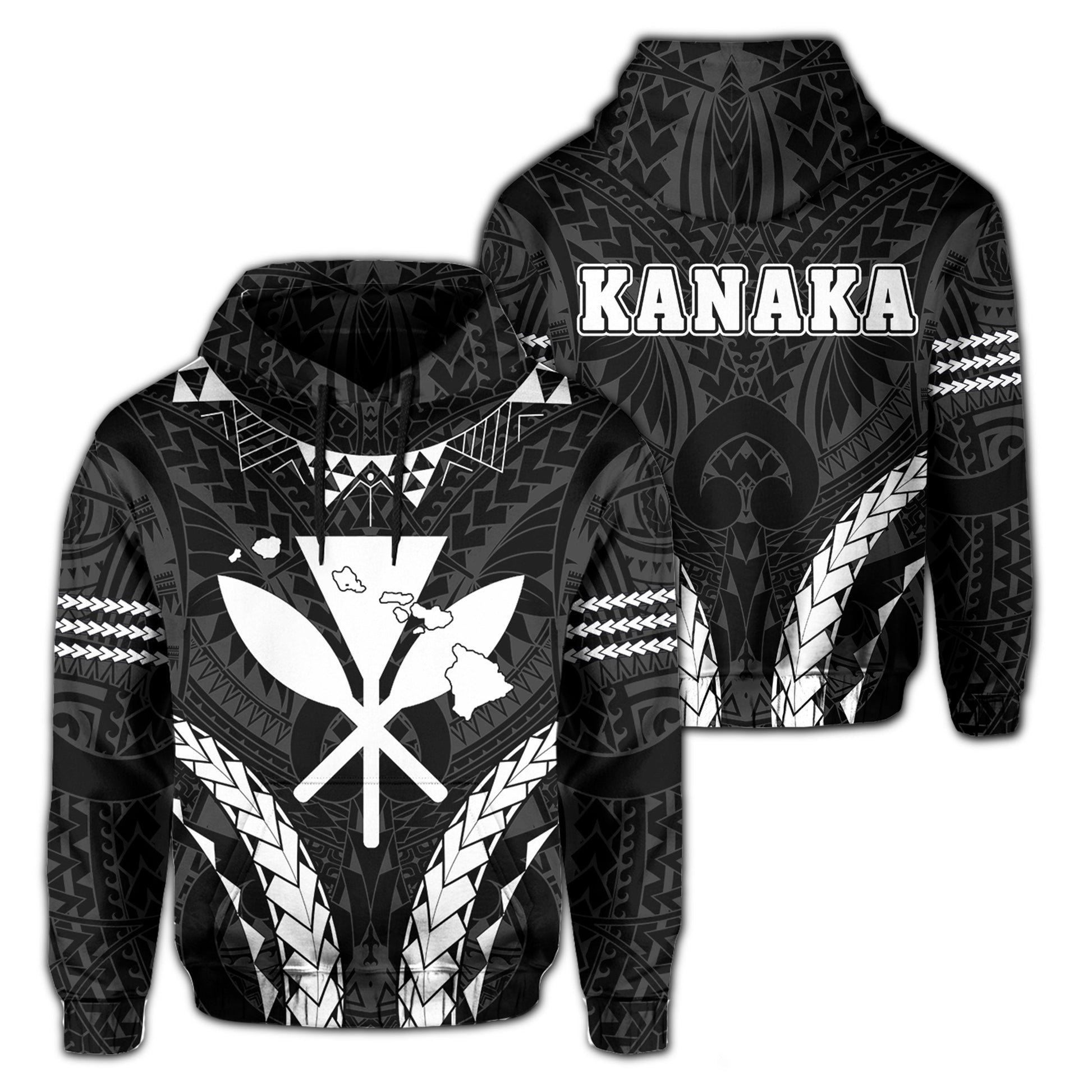 Polynesian Kakau Kanaka Map Hawaii Hoodie Sport Style Version 2.0 White