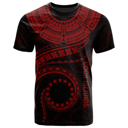 Cook Islands Polynesian T-shirt Cook Islands Waves Red 