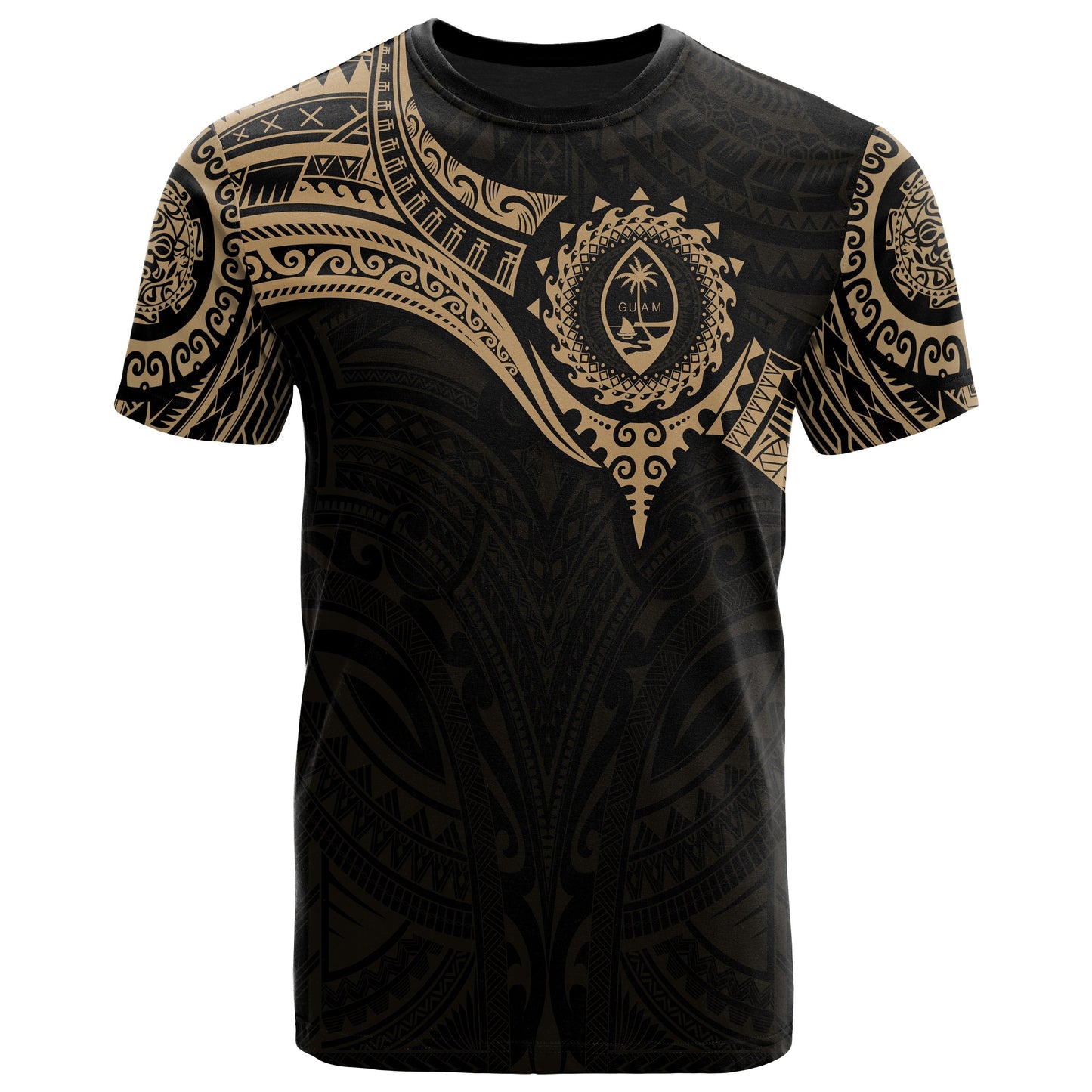 Guam Polynesian T Shirt Full Color Heart Shield