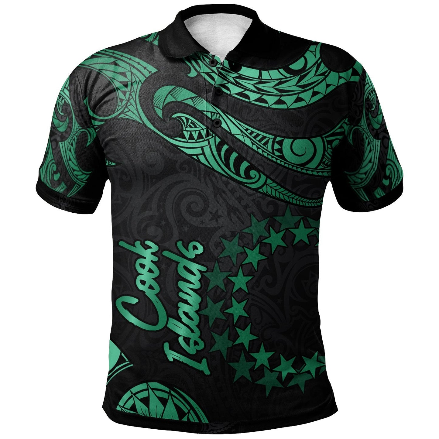 Cook Islands Polynesian Polo Shirt - Poly Tattoo Green Version
