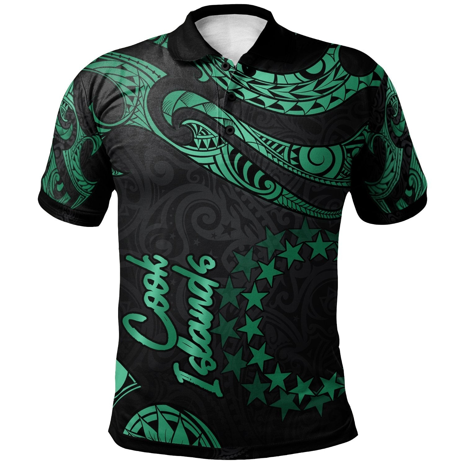 Cook Islands Polynesian Polo Shirt - Poly Tattoo Green Version