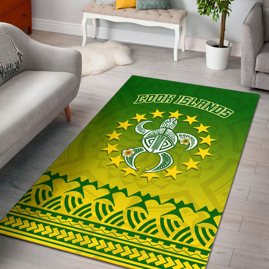 Cook Islands Turtle With Tribal Area Rug