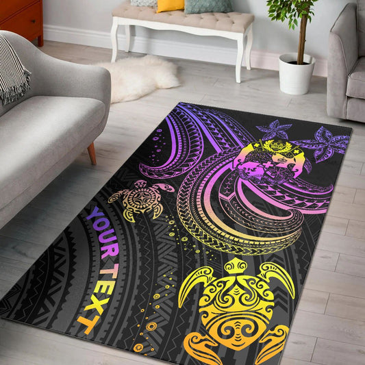 Tonga Custom Personalised Area Rug Pink Turtle