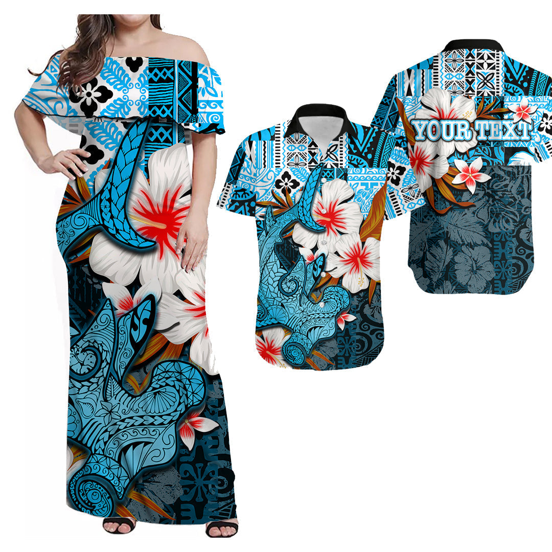 (Custom Personalised) Hammerhead Shark Matching Hawaiian Outfits For Couples Style No.1
