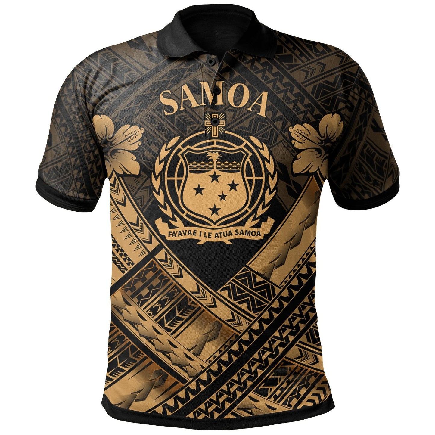 Samoa Polynesian Polo Shirts - Samoa Gold Seal Camisole Hibiscus Style
