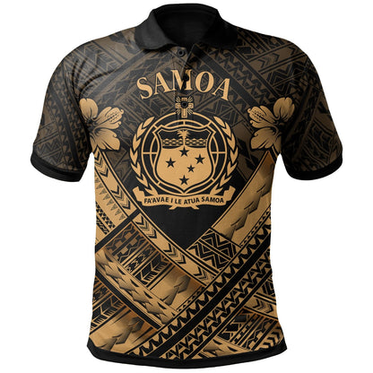 Samoa Polynesian Polo Shirts - Samoa Gold Seal Camisole Hibiscus Style