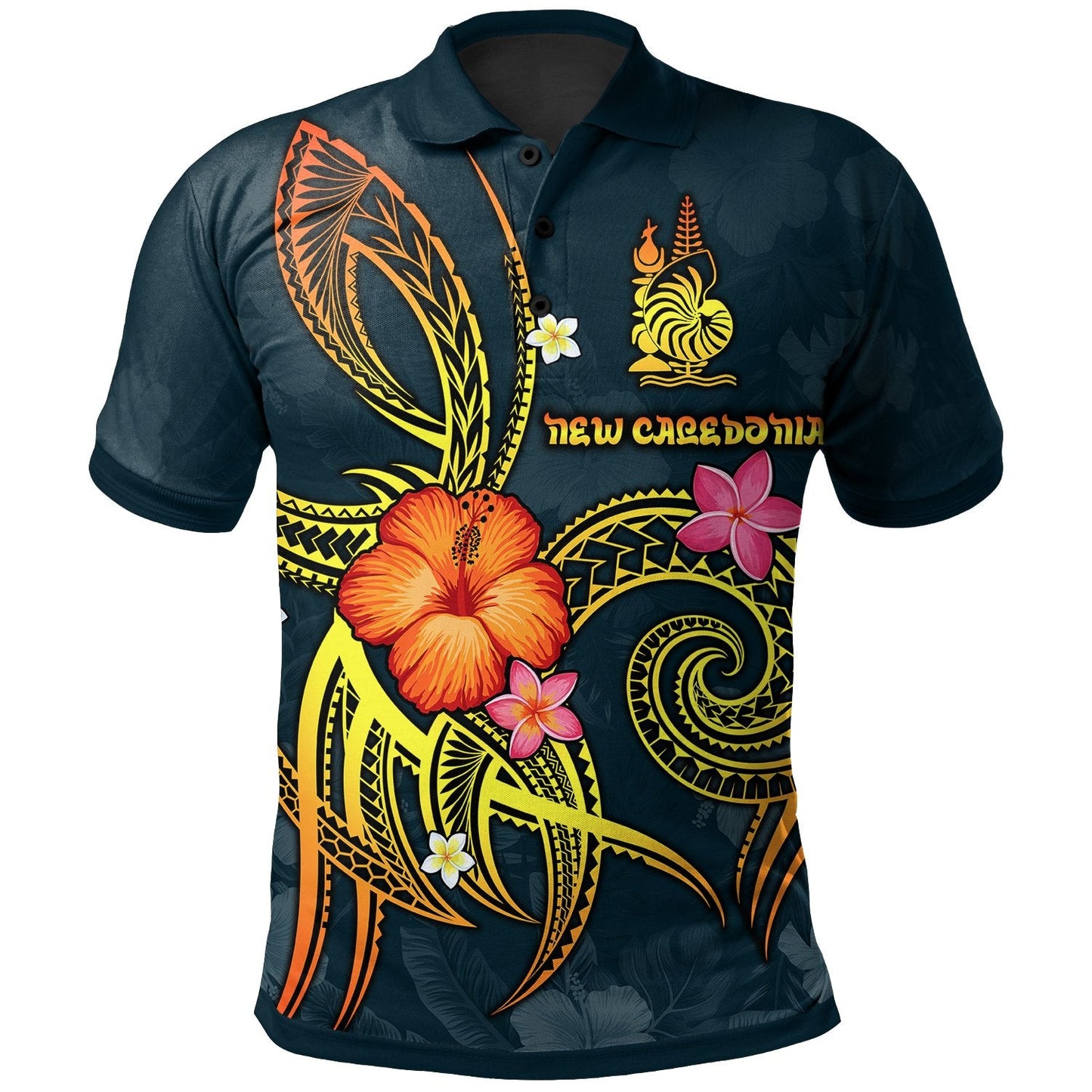 New Caledonia Polynesian Polo Shirt - Legend of New Caledonia Blue