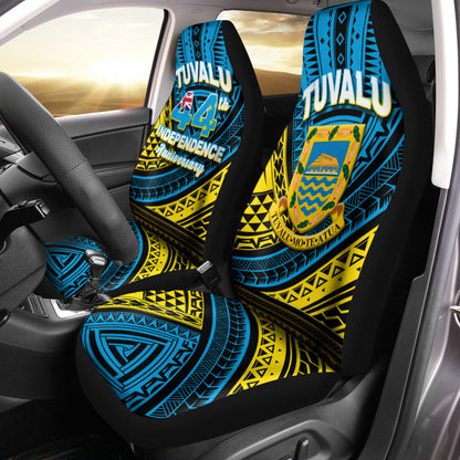 Tuvalu Car Seat Covers 44th Independence Anniversary Tribal Pattern