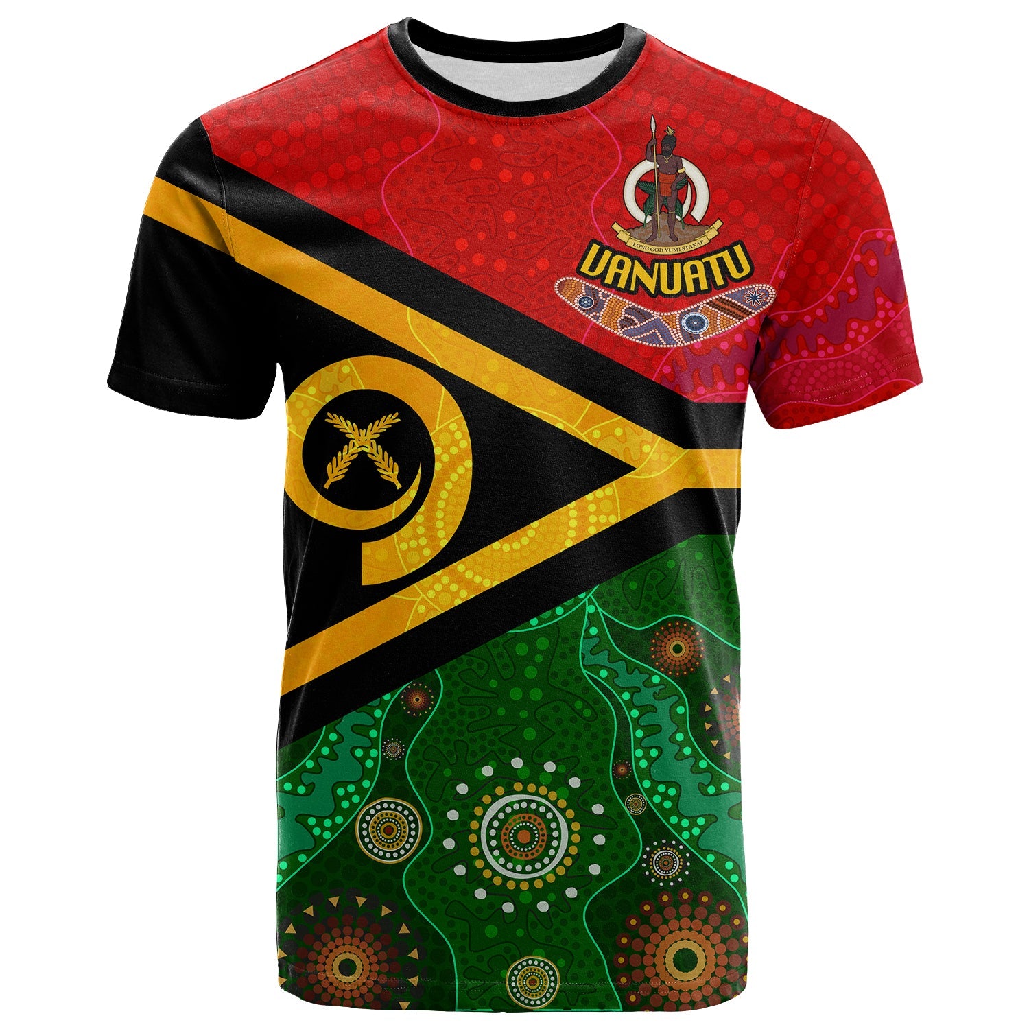 Vanuatu With Aboriginal Patterns T Shirt