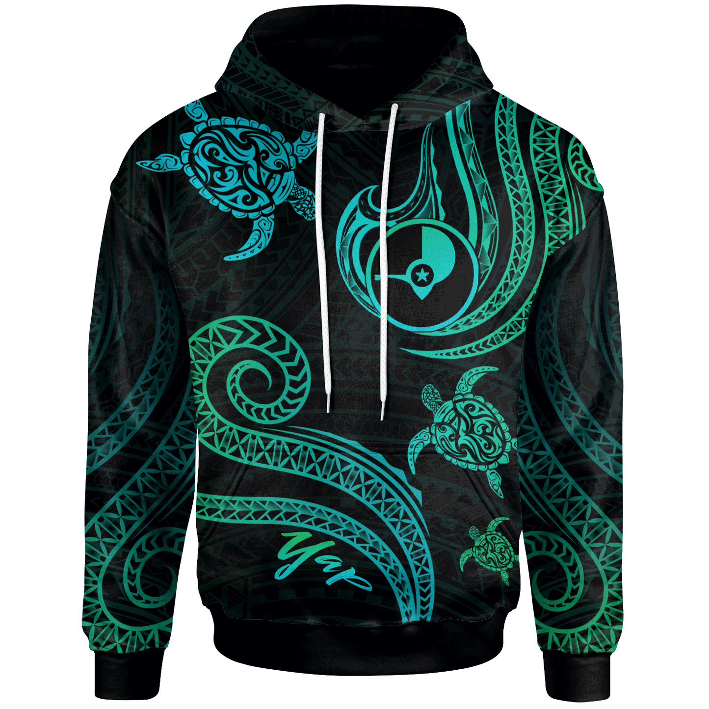 Yap Hoodie Polynesian Turtle With Pattern