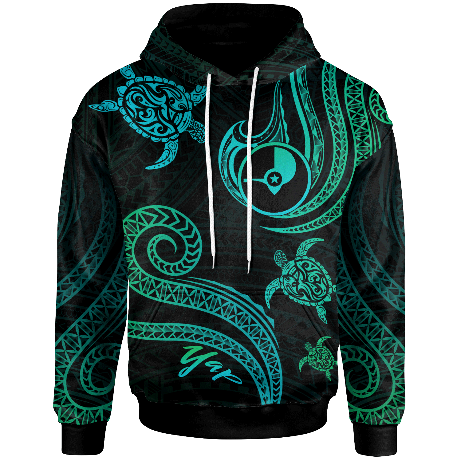 Yap Hoodie Polynesian Turtle With Pattern