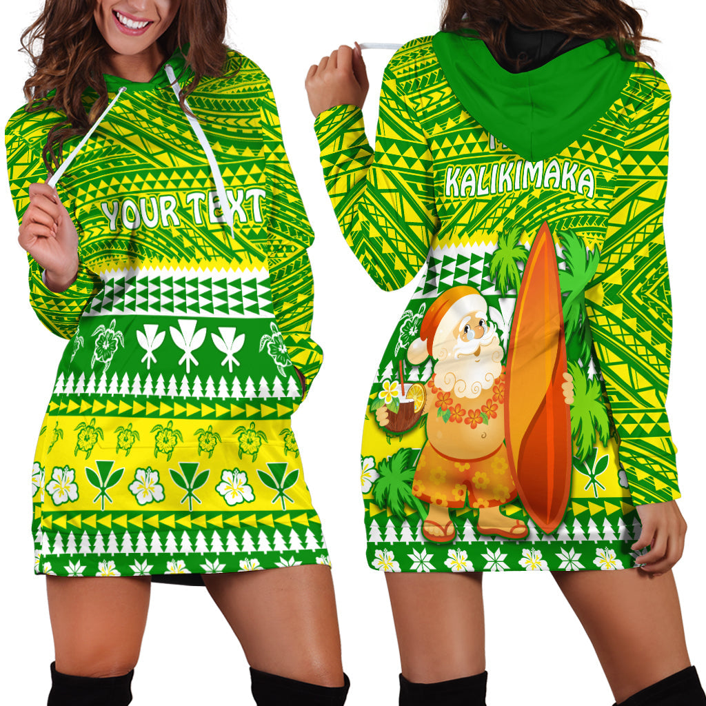 Custom Personalised Hawaii Christmas Hoodie Dress Polynesian Mele Kalikimaka Santa Claus
