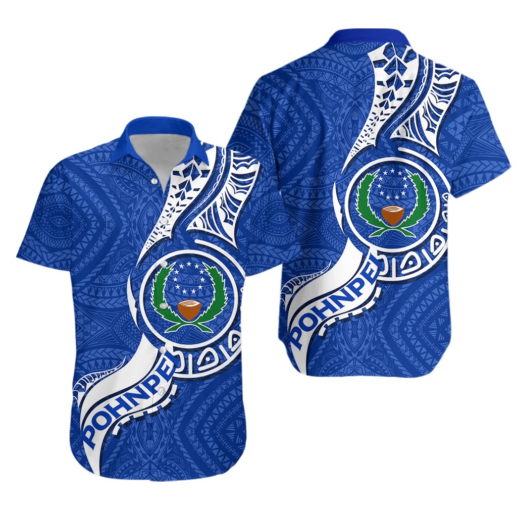 Pohnpei Hawaiian Shirt - Micronesia Pride Blue -