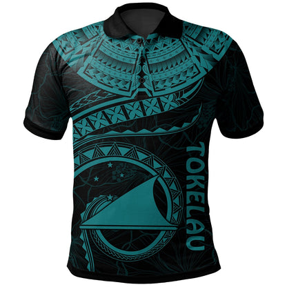 Tokelau Polynesian Polo Shirt - Tokelau Waves Turquoise