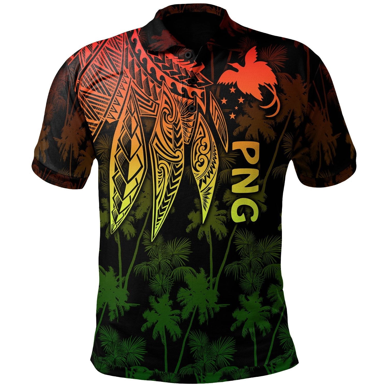 Papua New Guinea Polo Shirt - Polynesian Wings Reggae