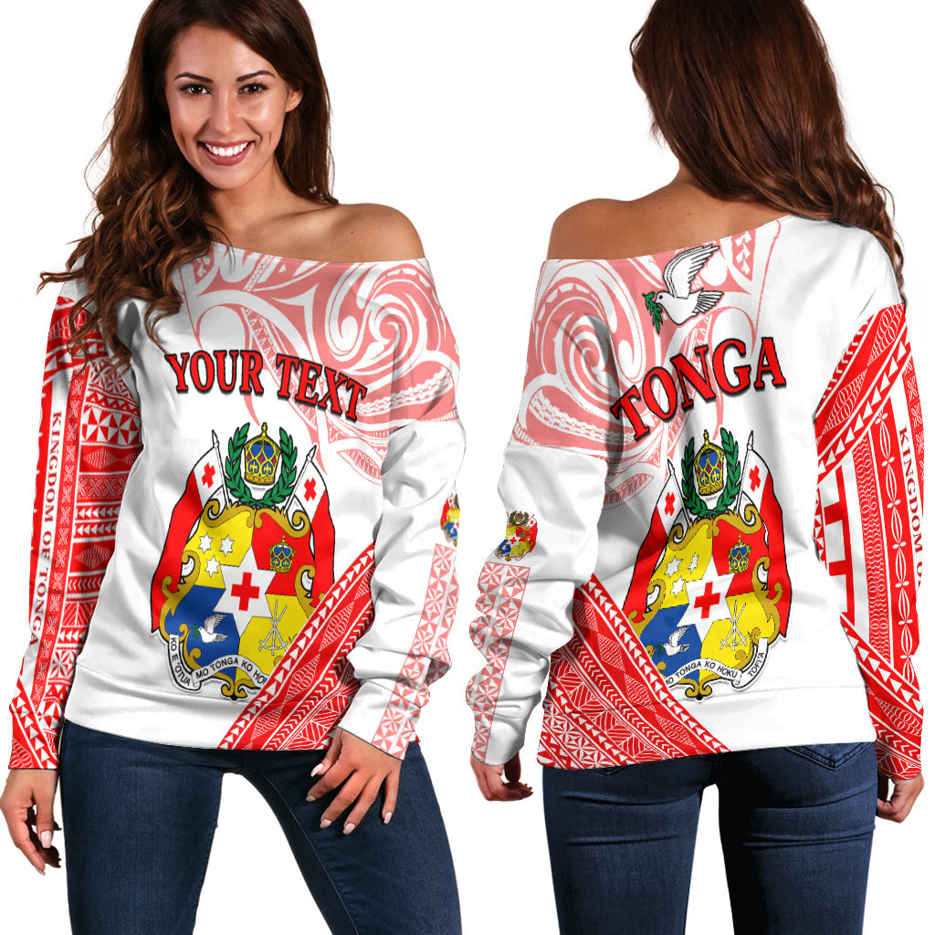 (Custom Personalised) Tonga Off Shoulder Sweater Tongan Pattern Blithesome