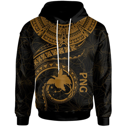 Papua New Guinea Polynesian Hoodie Papua New Guinea Waves (Golden)