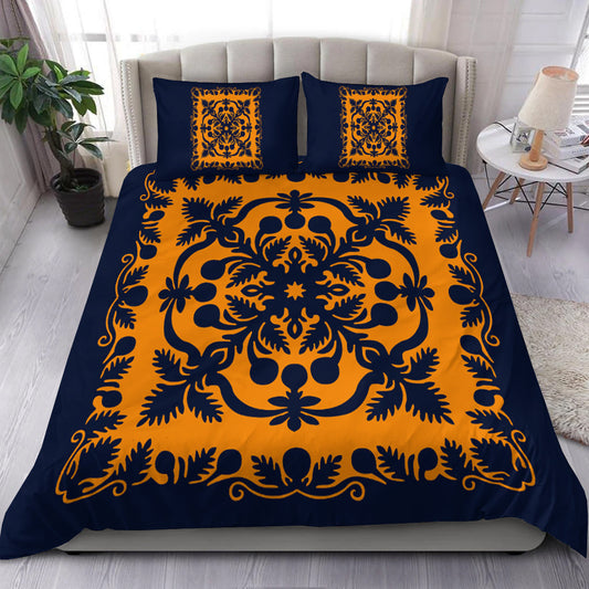 Hawaii Bedding Set Royal Pattern Orange and Royal Blue