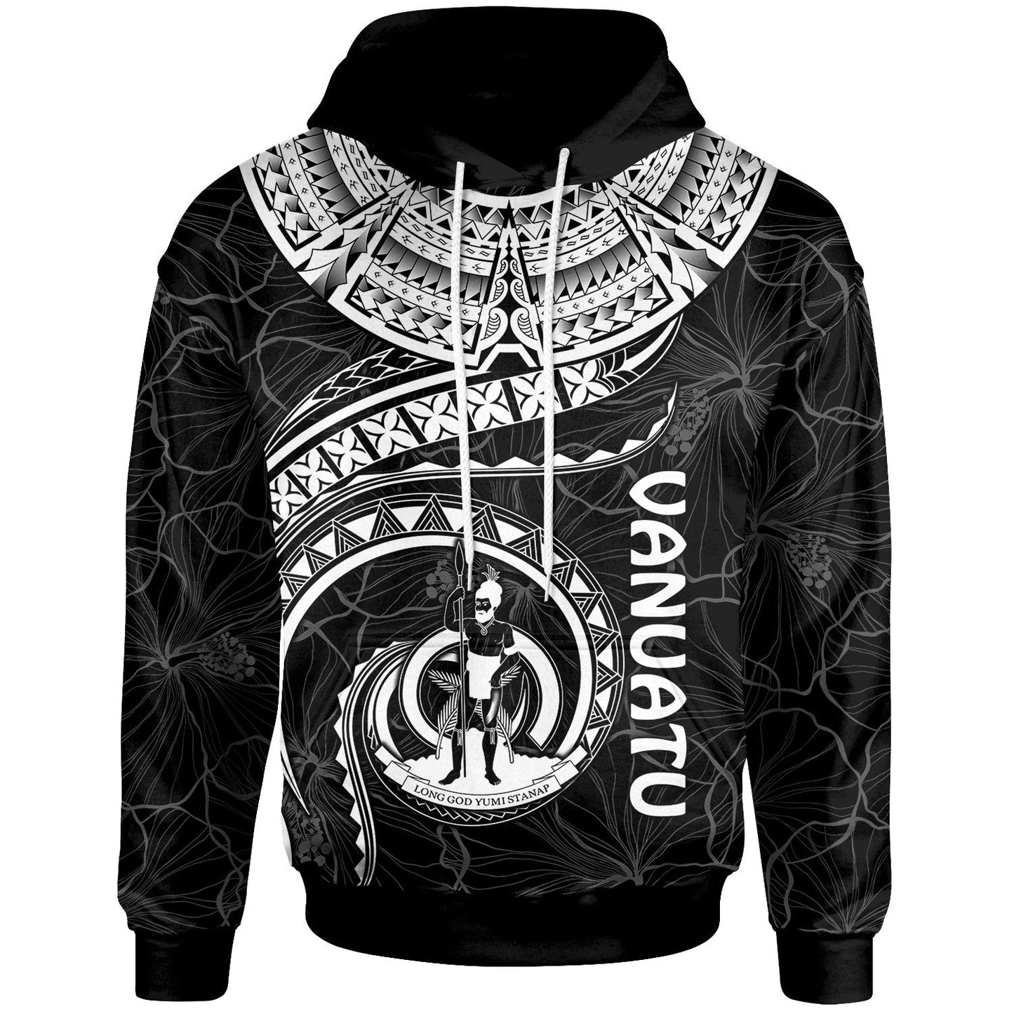 Vanuatu Polynesian Hoodie Vanuatu Waves White