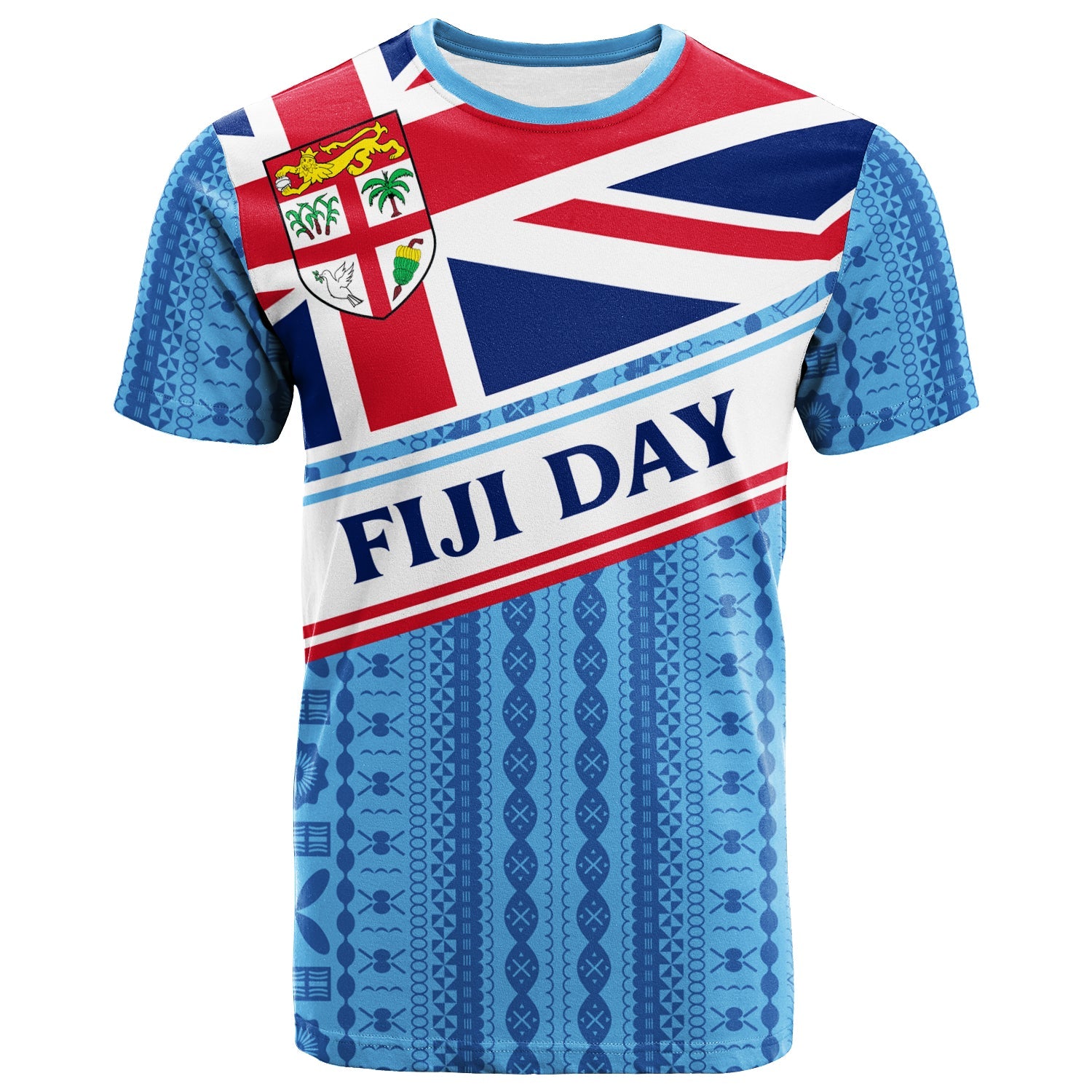 Fiji Day T Shirt Tapa Pattern With Flag 2