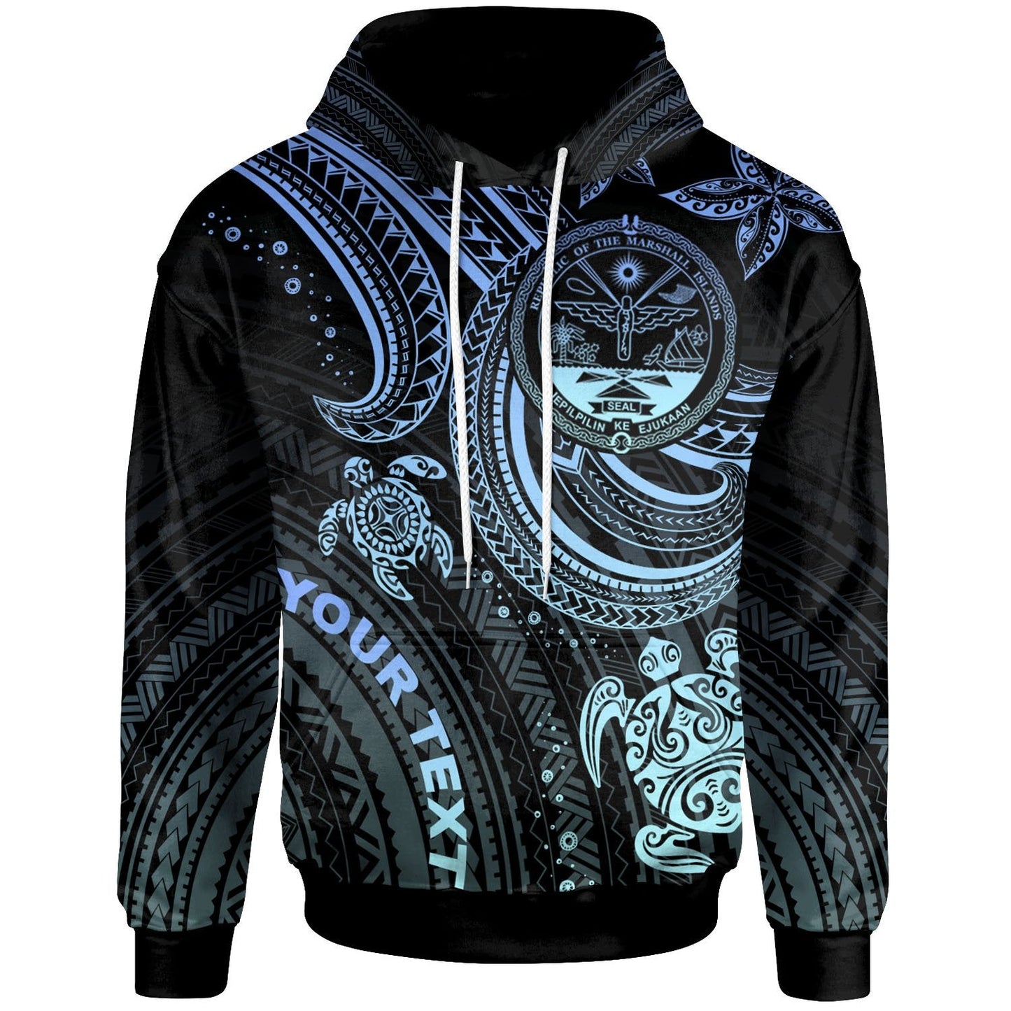 Marshall Islands Hoodie Coat Of Arm with Blue Turtle