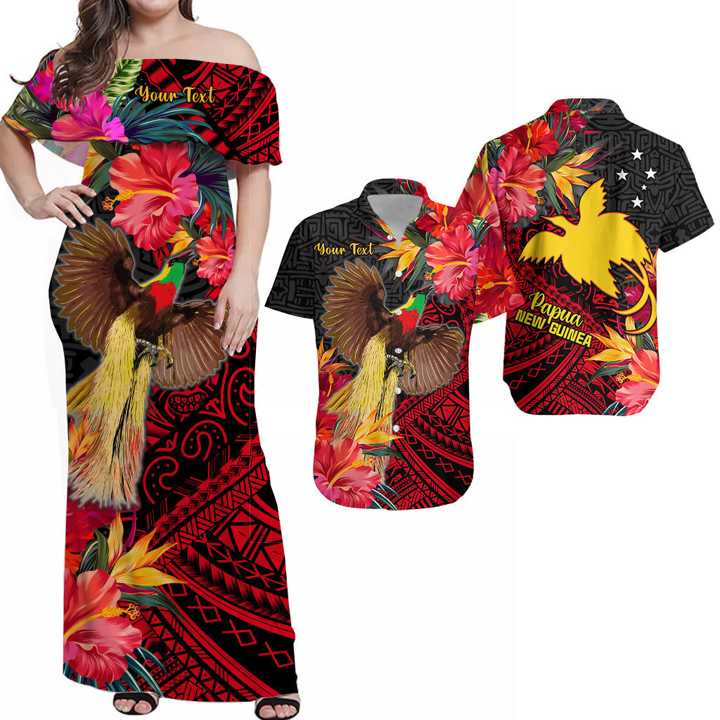 (Custom Personalised) Matching Outfits For Couples Papua New Guinea Combo Dress and Hawaiian Shirt Bird of Paradise