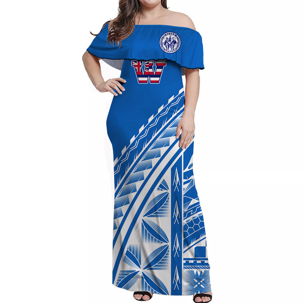 Hawaii Waiakea High School Tattoo Tribal Off Shoulder Dress Ver07
