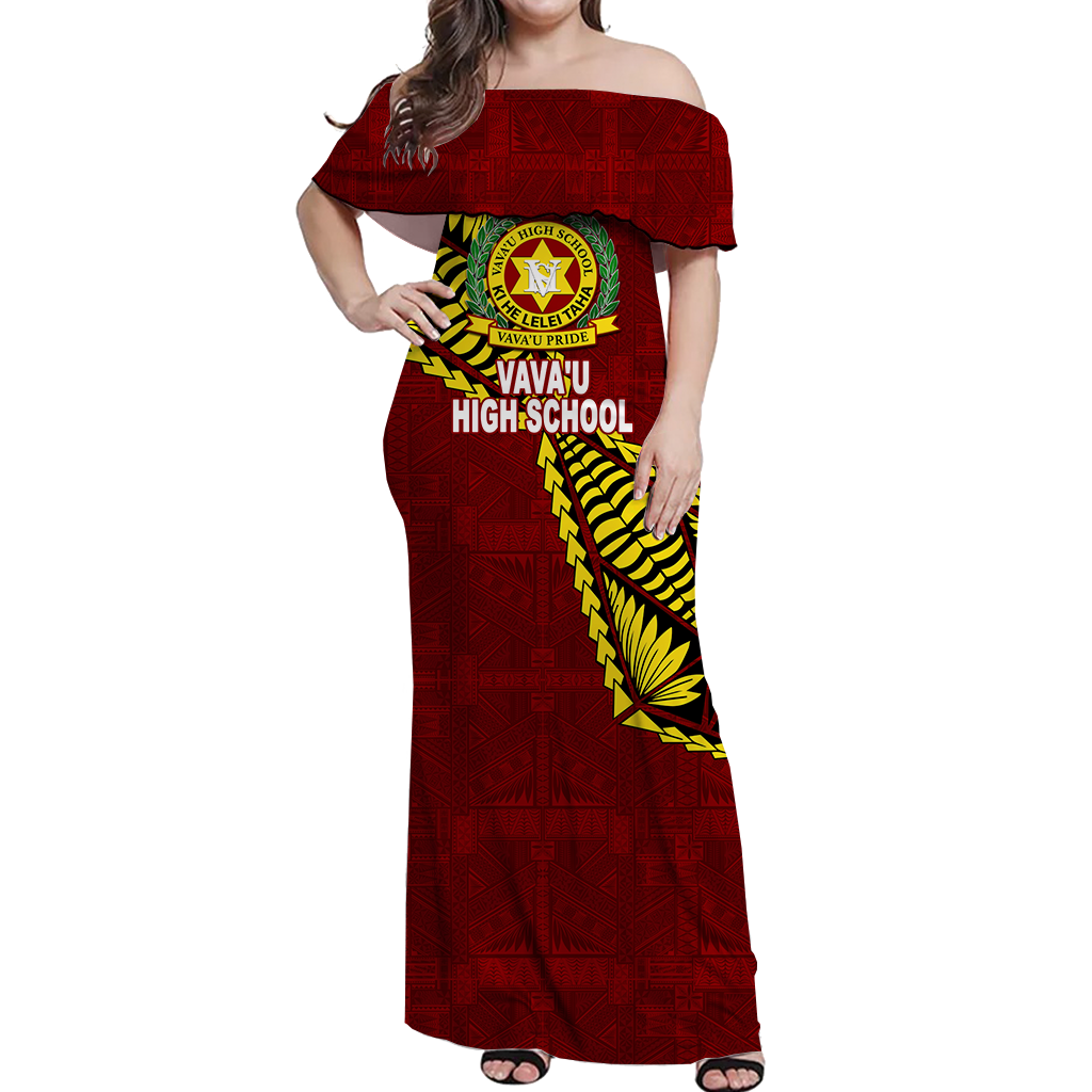 Tonga Vava'u High School Tongan Patterns Off Shoulder Long Dress