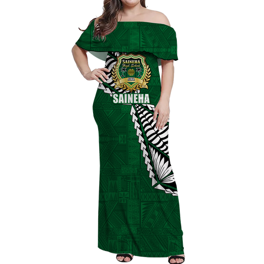 Tonga Saineha High School Tongan Patterns Off Shoulder Long Dress