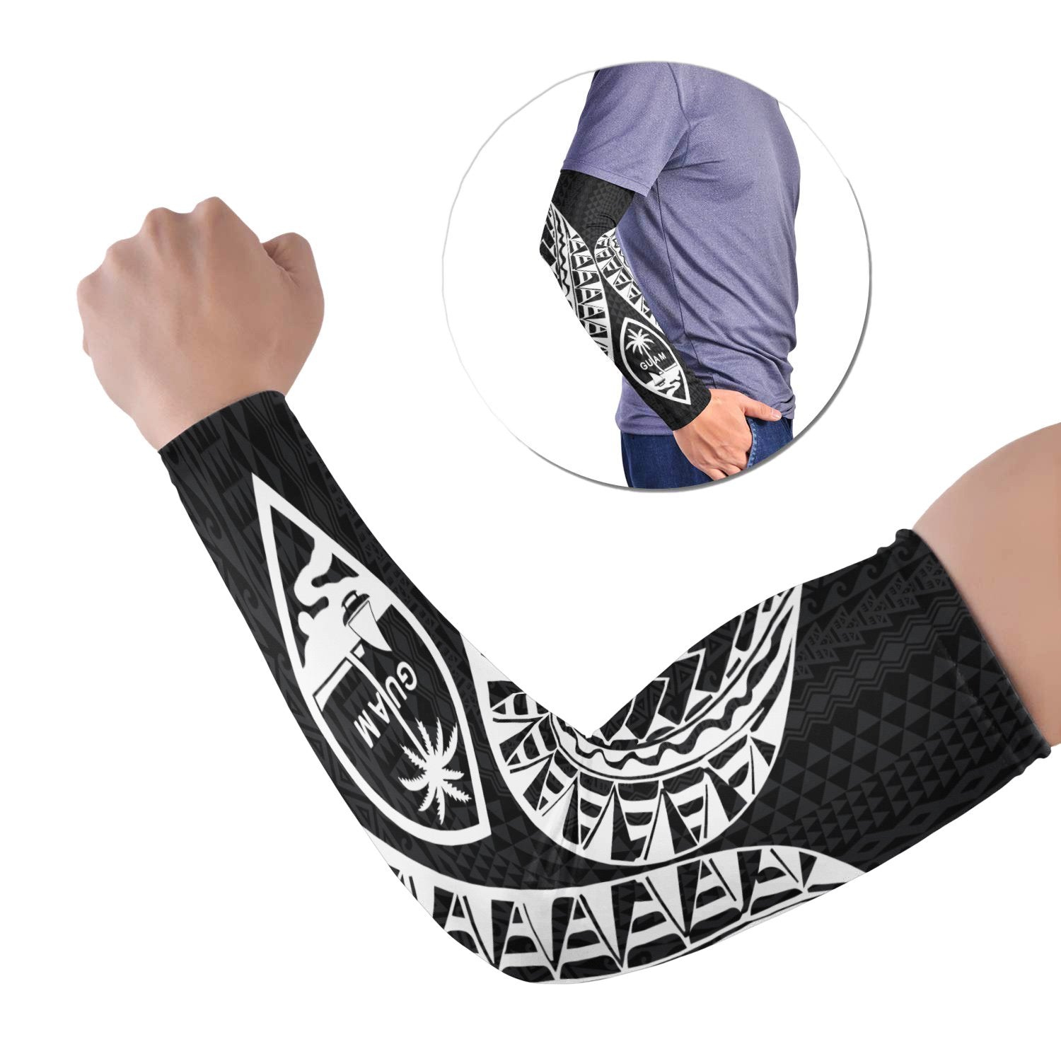 Guam Arm Sleeve Polynesian Pattern Black (Set of 2)