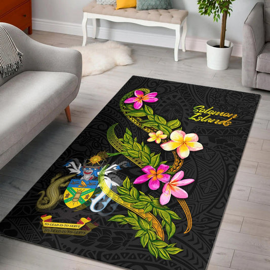Solomon Islands Polynesian Area Rug Plumeria Tribal