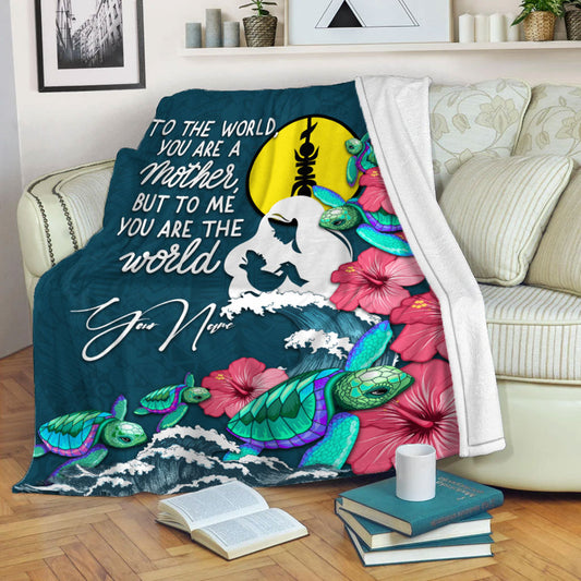 Custom Personalised New Caledonia Mothers Day With Green Turtle Blanket