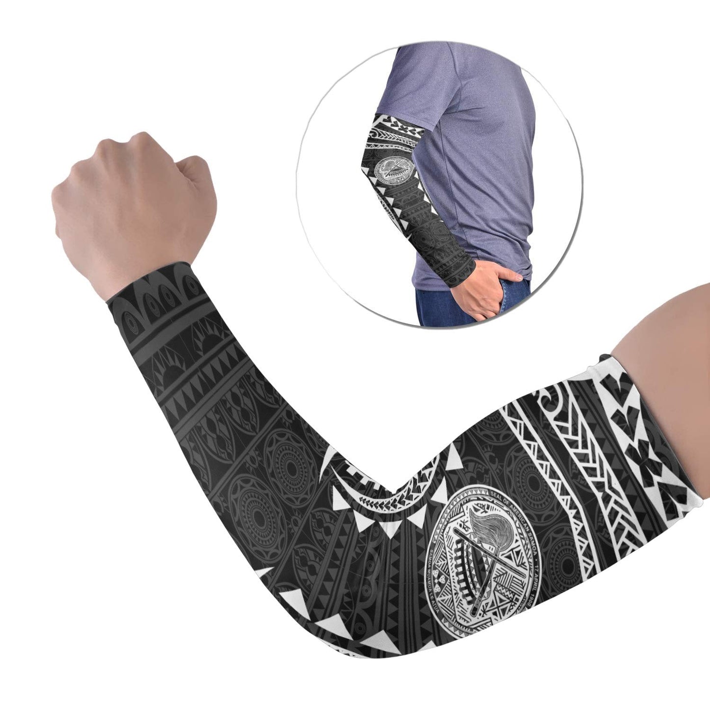 American Samoa Polynesian Arm Sleeve - White Tribal Pattern