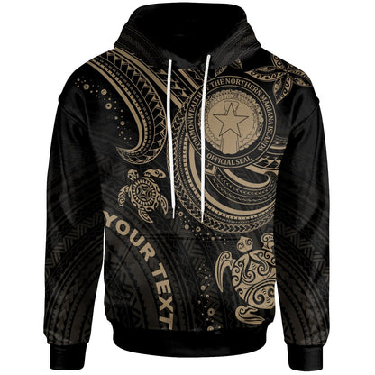 Custom Text Northern Mariana Islands Custom Personalised Hoodie Gold Turtle