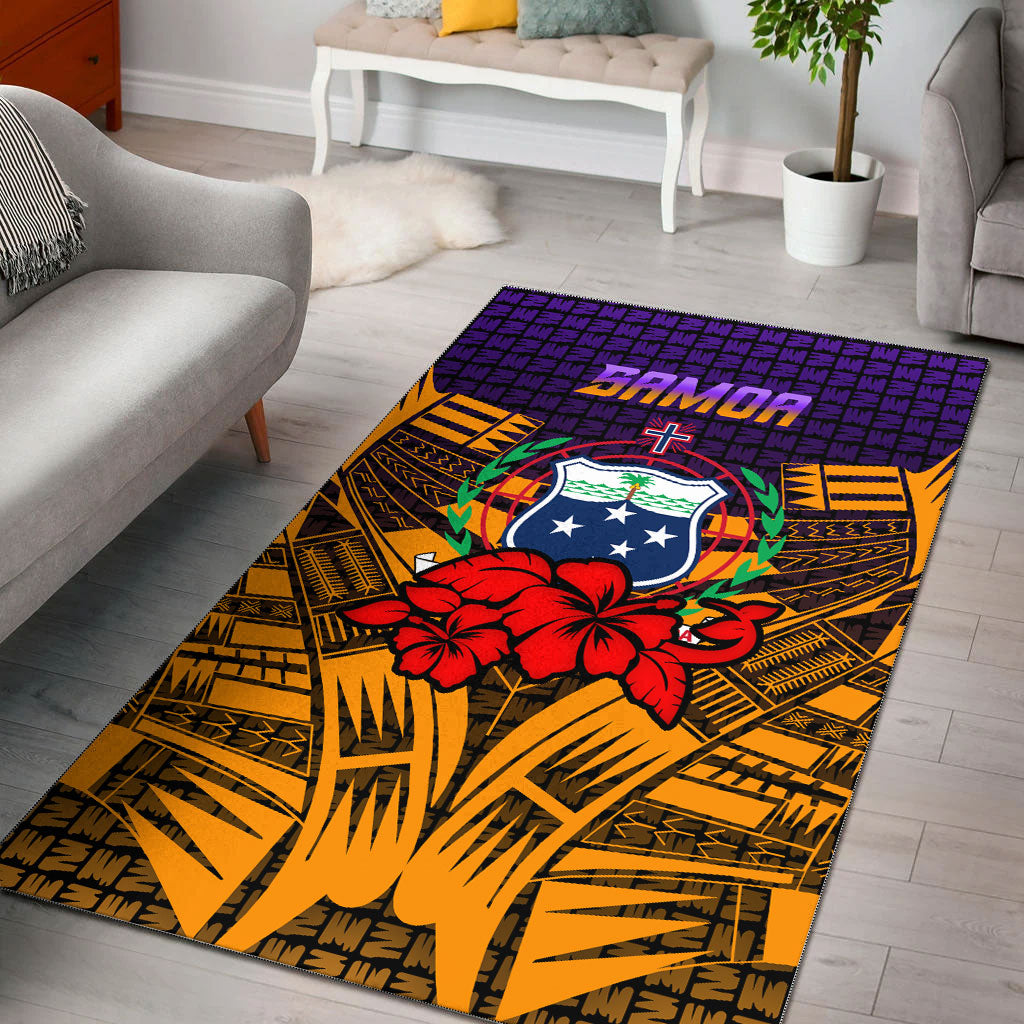 Samoa Area Rug Hibiscus With Tribal