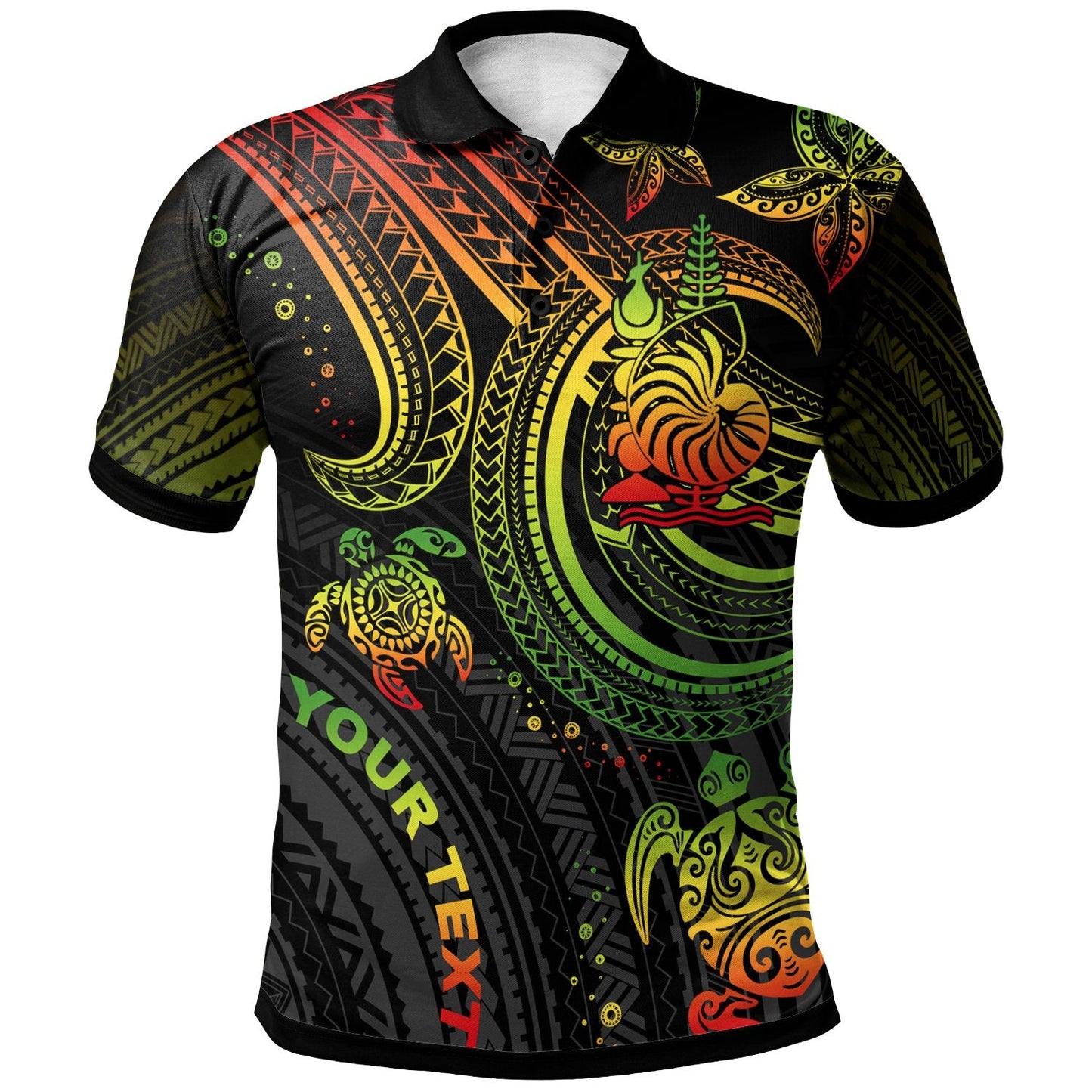 New Caledonia Custom Personalised Polo Shirt - Reggae Turtle
