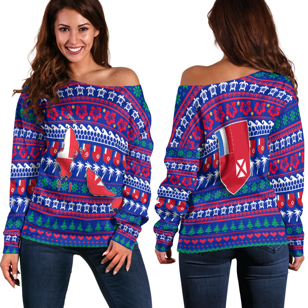 Wallis and Futuna Christmas Women Off Shoulder Sweater Ugly Christmas