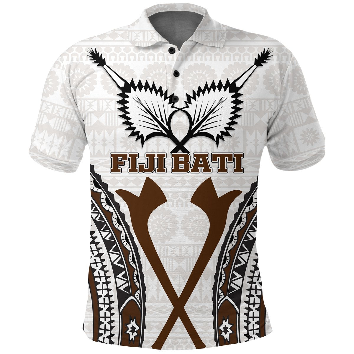 Fiji Bati Tapa Pattern Polo Shirt -