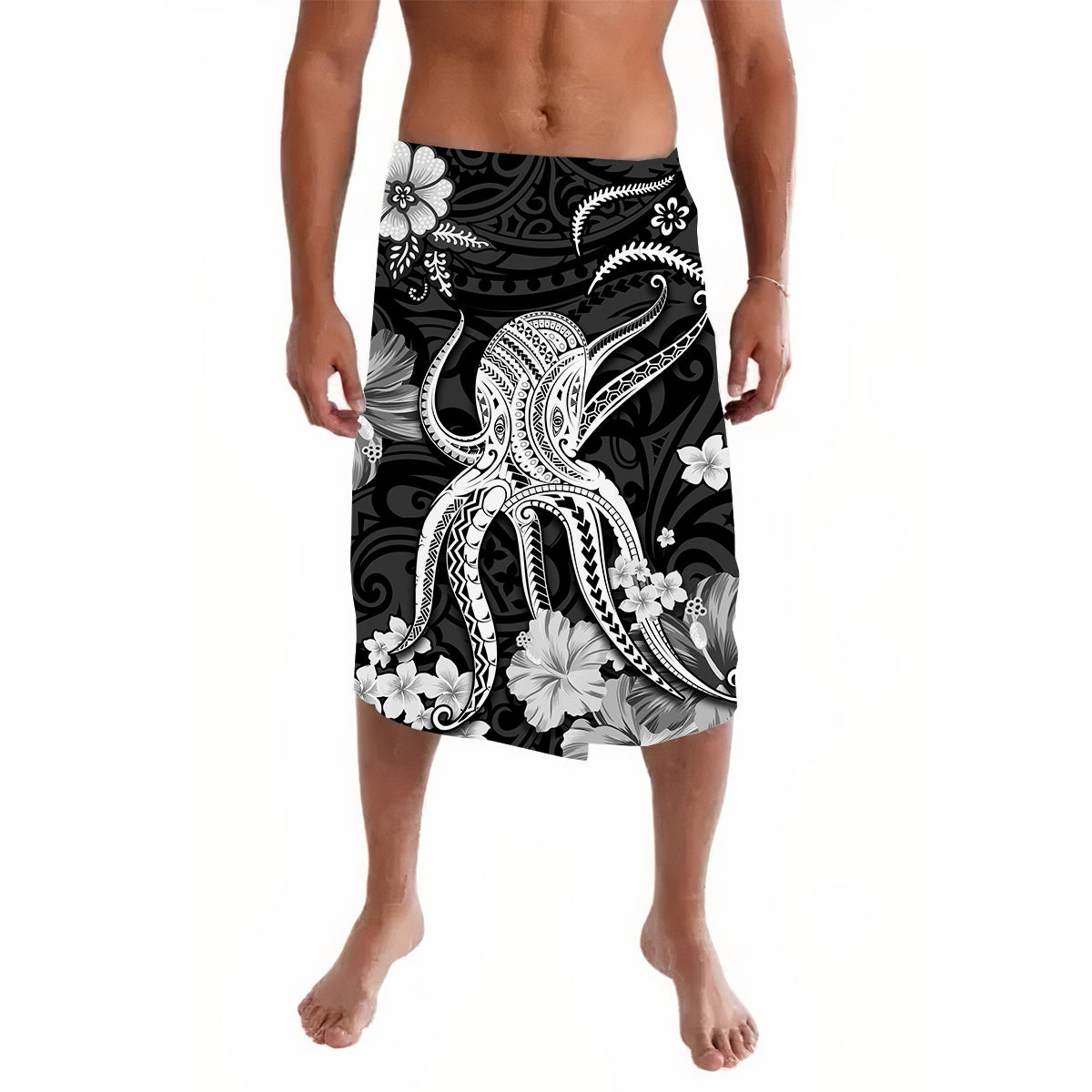 Hawaii Lavalava Polynesia Black Octopus