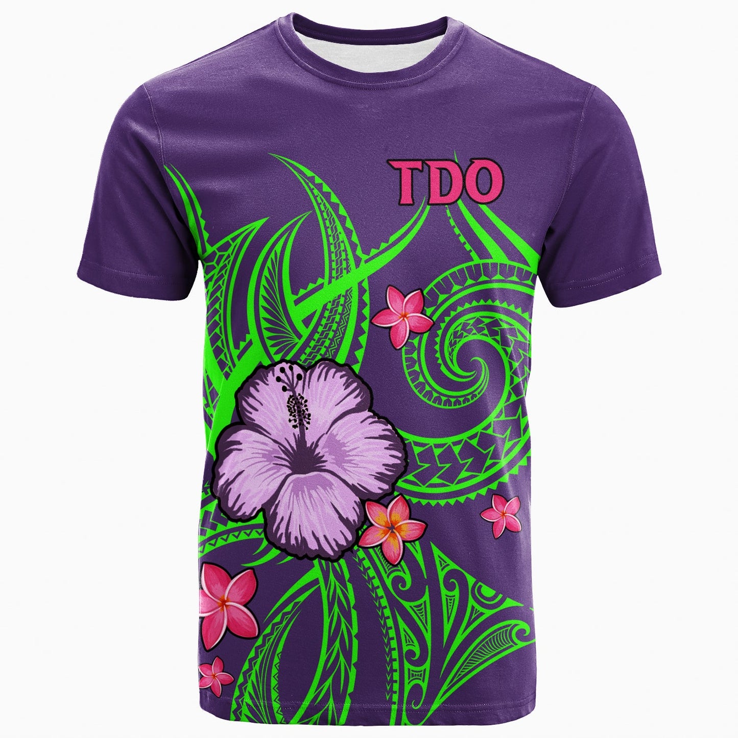 Polynesia T Shirt Hibiscus With Tribal Mauve Color 2