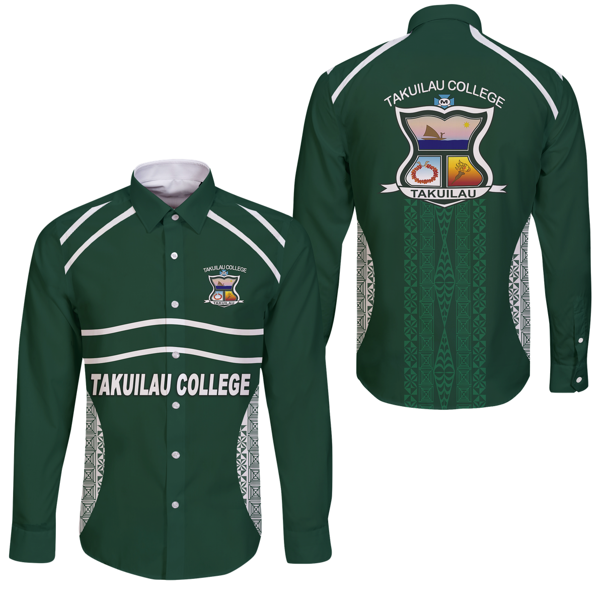 Takuilau College Tongan Patterns Long Sleeve Button Shirt